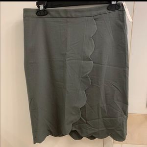 ASOS Olive Khaki Scallop Faux Wrap Skirt Size 4 BNWT